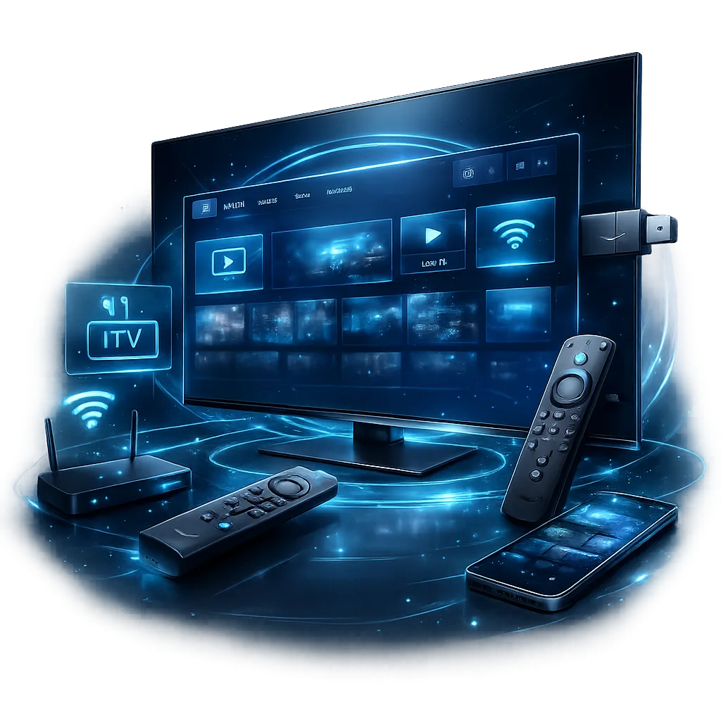 Fire TV Stick IPTV Setup Guide Television, Fire TV Stick and remote controls prepared for IPTV setup