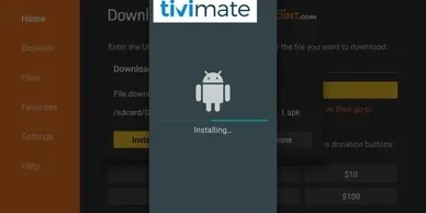 TiviMate IPTV player installation screen on Firestick