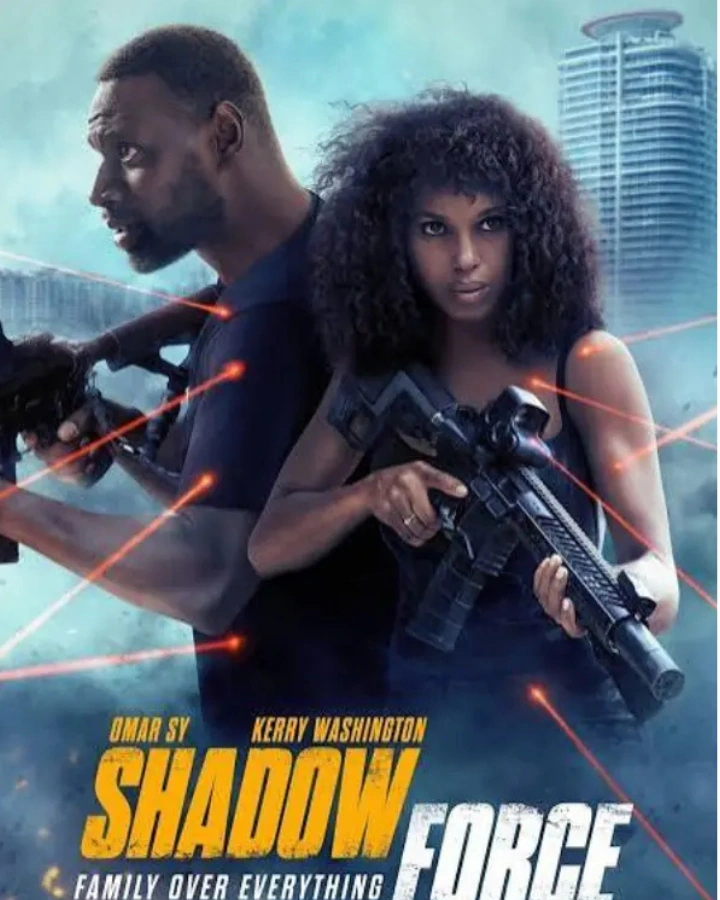 Shadow Force film poster showing two armed characters against a city backdrop